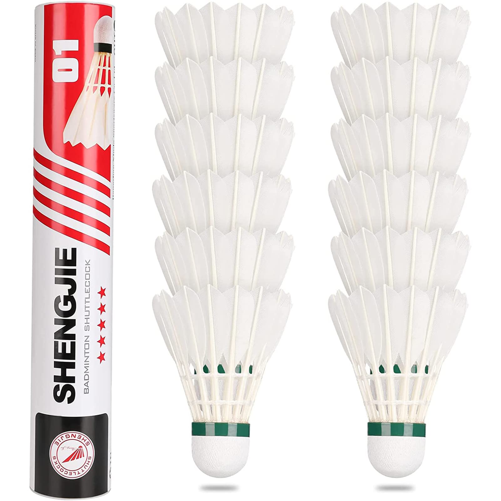 Philonext Goose Feather Badminton Shuttlecocks Birdies, 12 Pack Hight Speed Training Badminton Balls With Great Stability For In