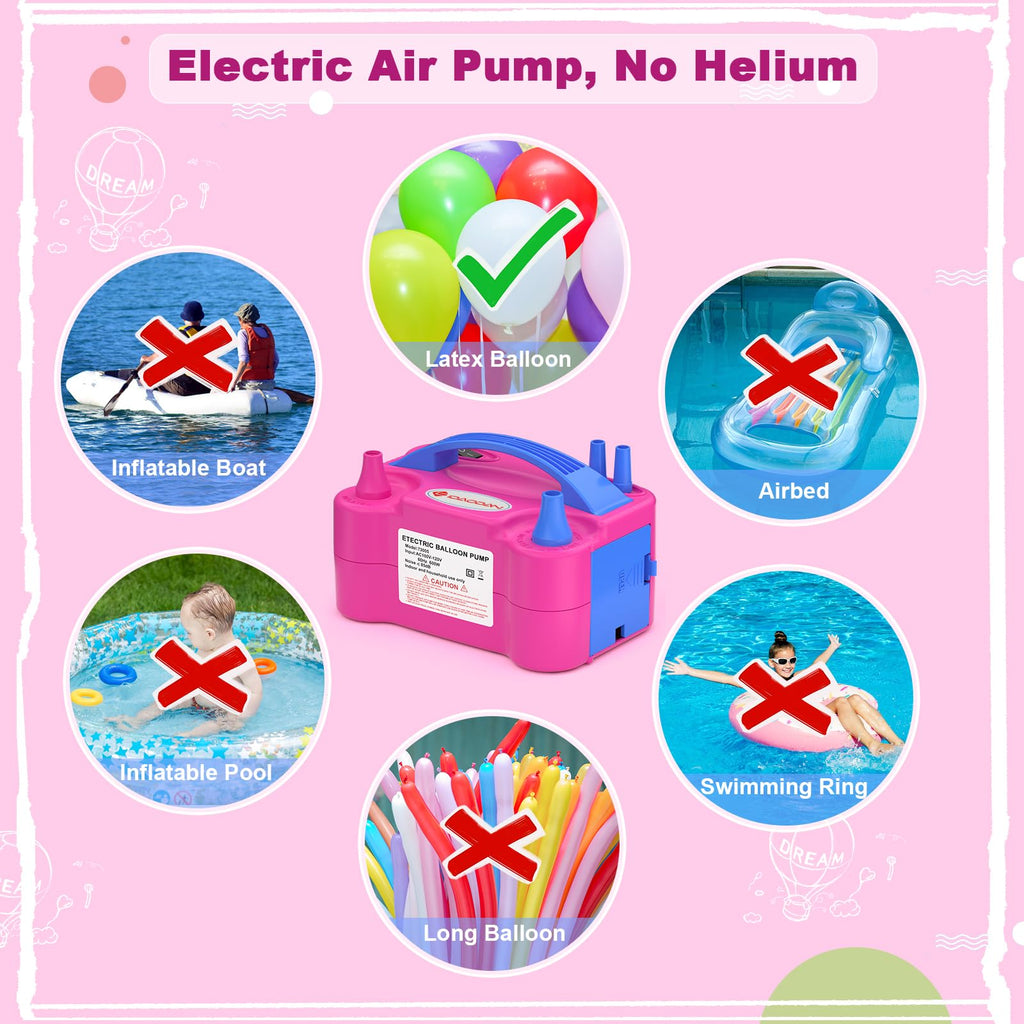 IDAODAN Electric Balloon Pump, Portable Electric Balloon Blower Machine Inflator Air Pump Dual Nozzle 110V 600W for Party Decora