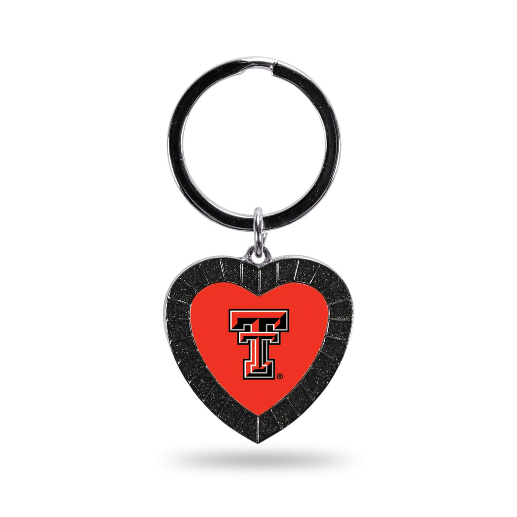 Rico Industries Ncaa Texas Tech Red Raiders Ncaa Rhinestone Heart Colored Keychain, Black, 3-Inches In Length