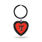 Rico Industries Ncaa Texas Tech Red Raiders Ncaa Rhinestone Heart Colored Keychain, Black, 3-Inches In Length