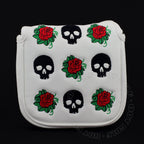19Th Hole Custom Shop Skull And Rose High-Moi Mallet Putter Headcover, Heel Shaft, White, Golf Head Cover