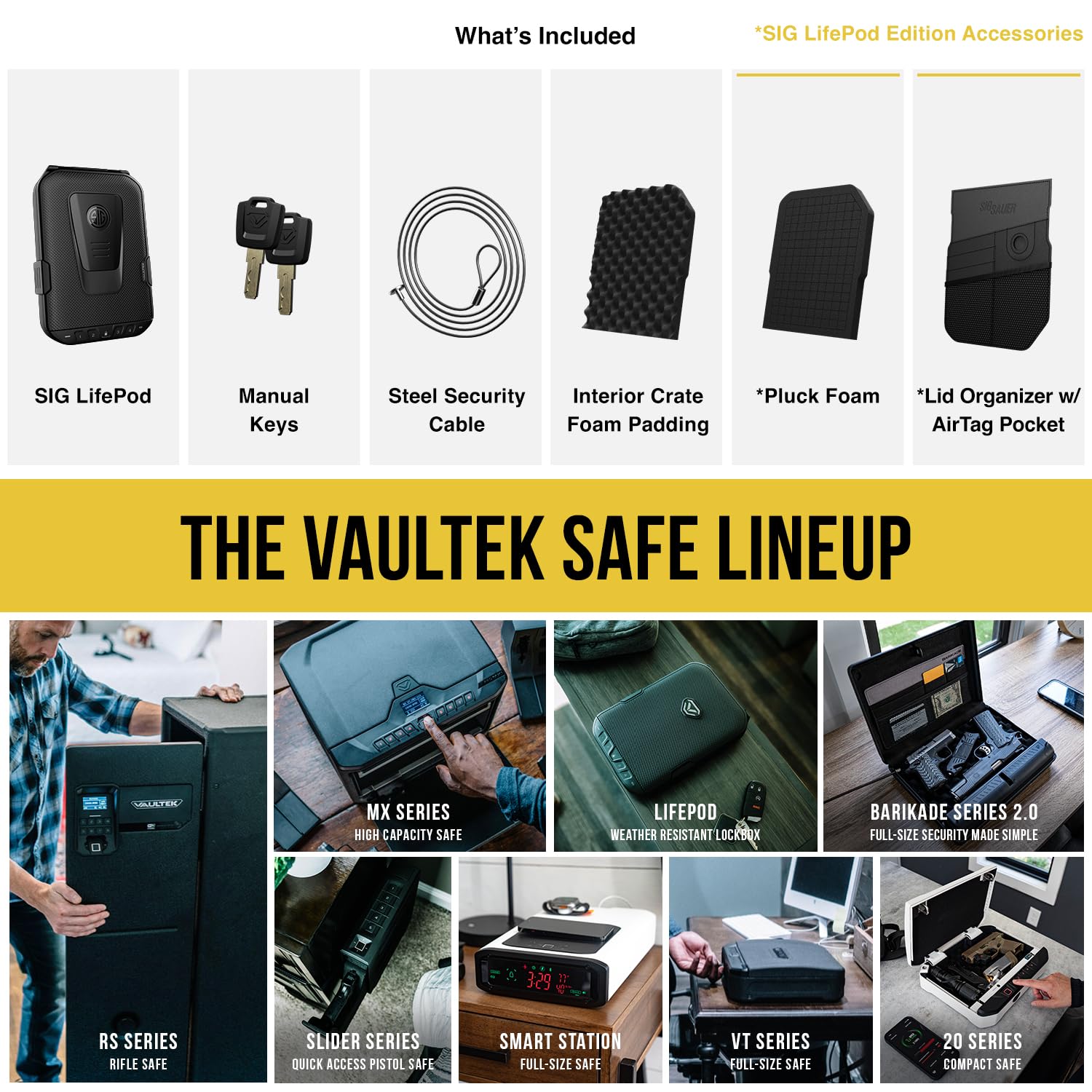Vaultek Sig Sauer Edition Lifepod Secure Waterproof Travel Case Rugged Electronic Lock Box Travel Organizer Portable Handgun Cas
