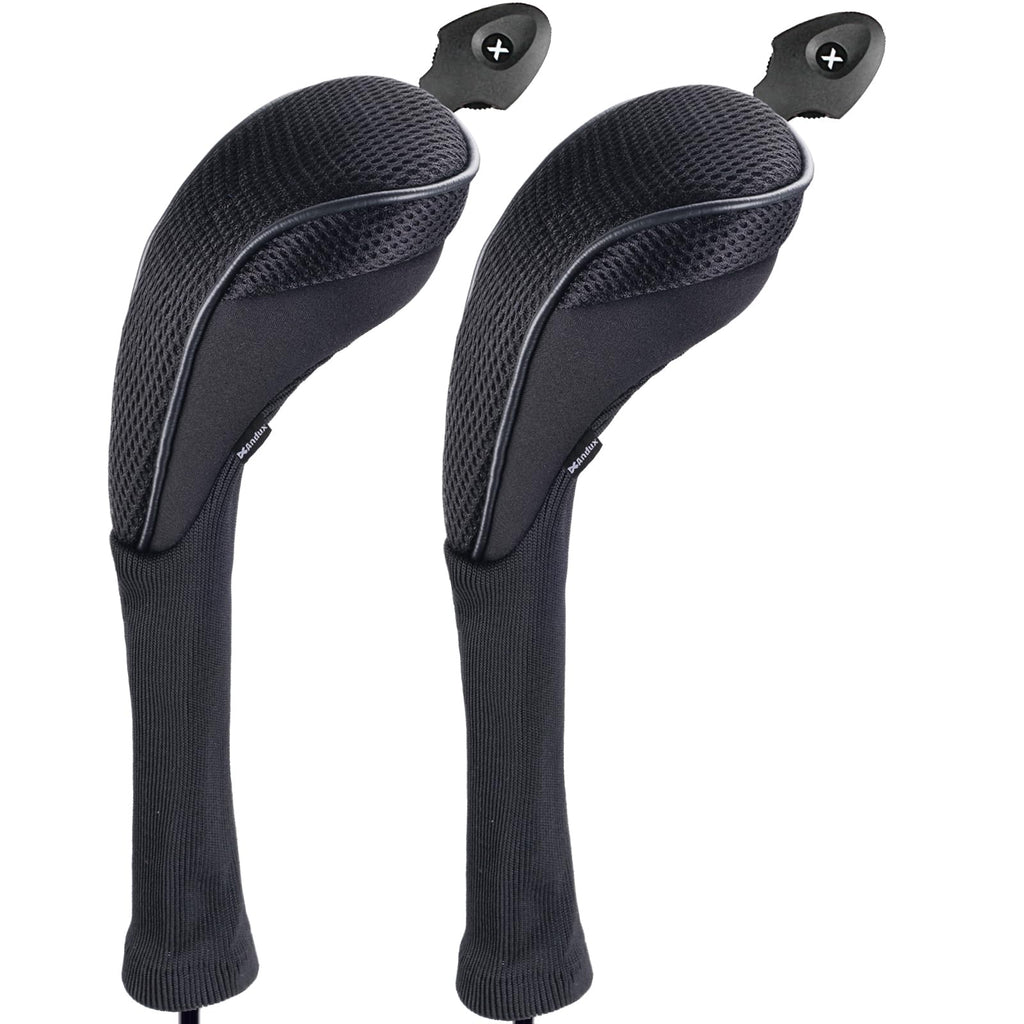Andux 2 Pack Long Neck Golf Hybrid Club Head Covers Dial No. Tag Ctmt-01 Black/Black