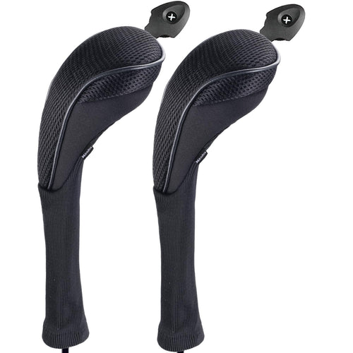 Andux 2 Pack Long Neck Golf Hybrid Club Head Covers Dial No. Tag Ctmt-01 Black/Black