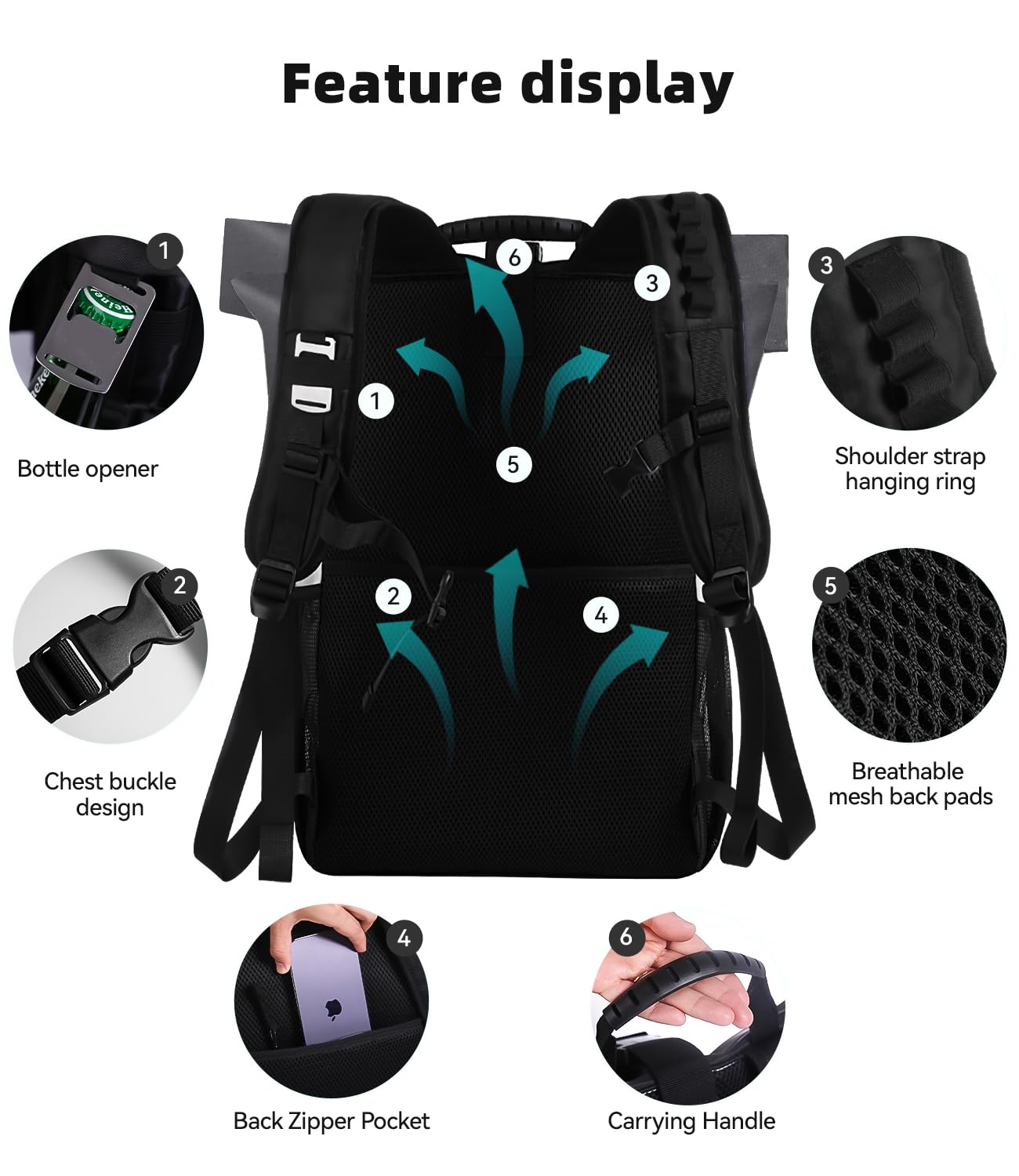 Dewur Cooler Backpack 45Cans Large Capacity Insulated Light Cooler Backpack,Waterproof And Leak-Proof,Portable With Bottle Opene