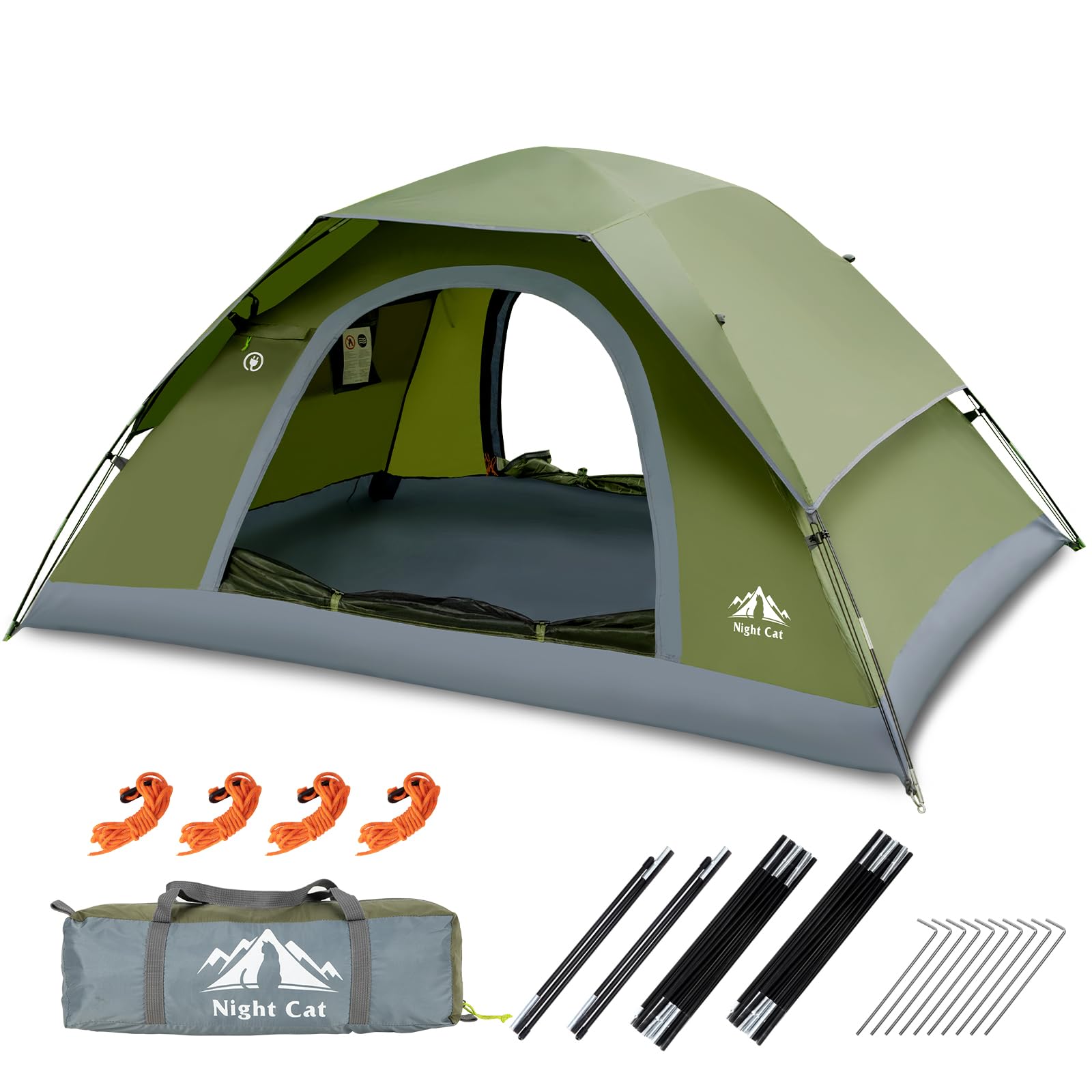 Night Cat Camping Tents 1 2 3 4 Persons with Unique Rainfly Backpacking Tent Easy Clip Setup Double Layers 2 Doors Waterproof Li