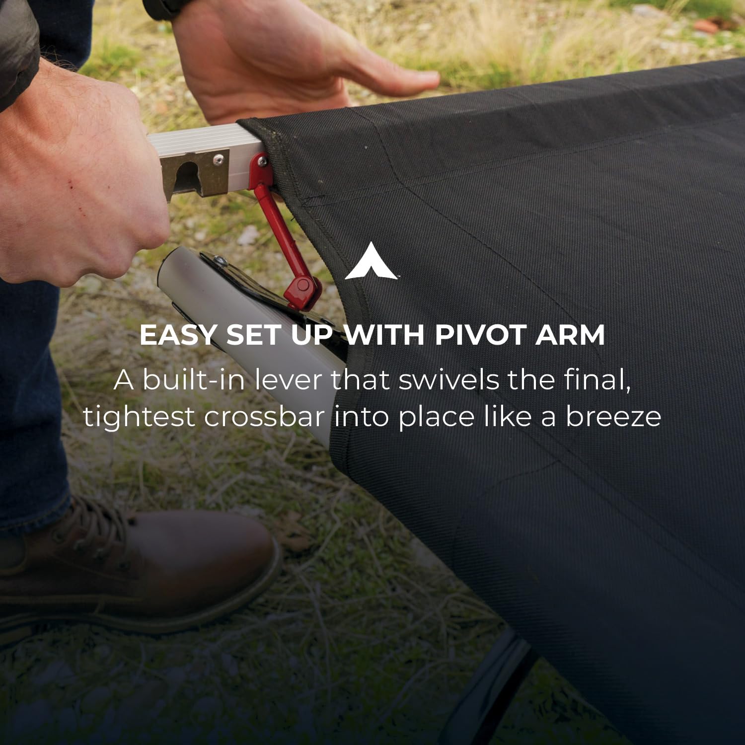 Teton Sports Camping Cot With Patented Pivot Arm - Folding Camping Cot For Car & Tent Camping - Durable Canvas Sleeping Cot - Po