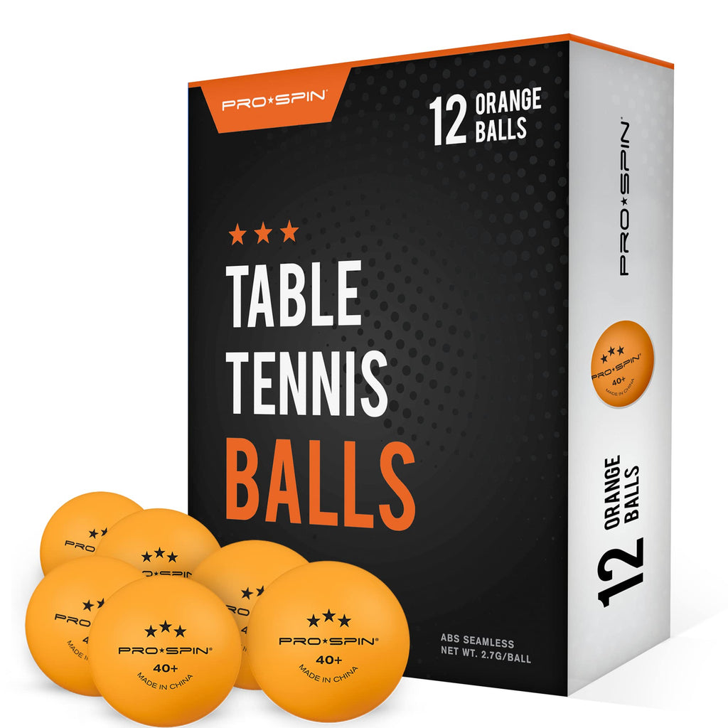 Pro Spin Ping Pong Balls - Orange 3-Star 40+ Table Tennis Balls (Pack Of 12) | High-Performance Abs Training Balls | Ultimate Du