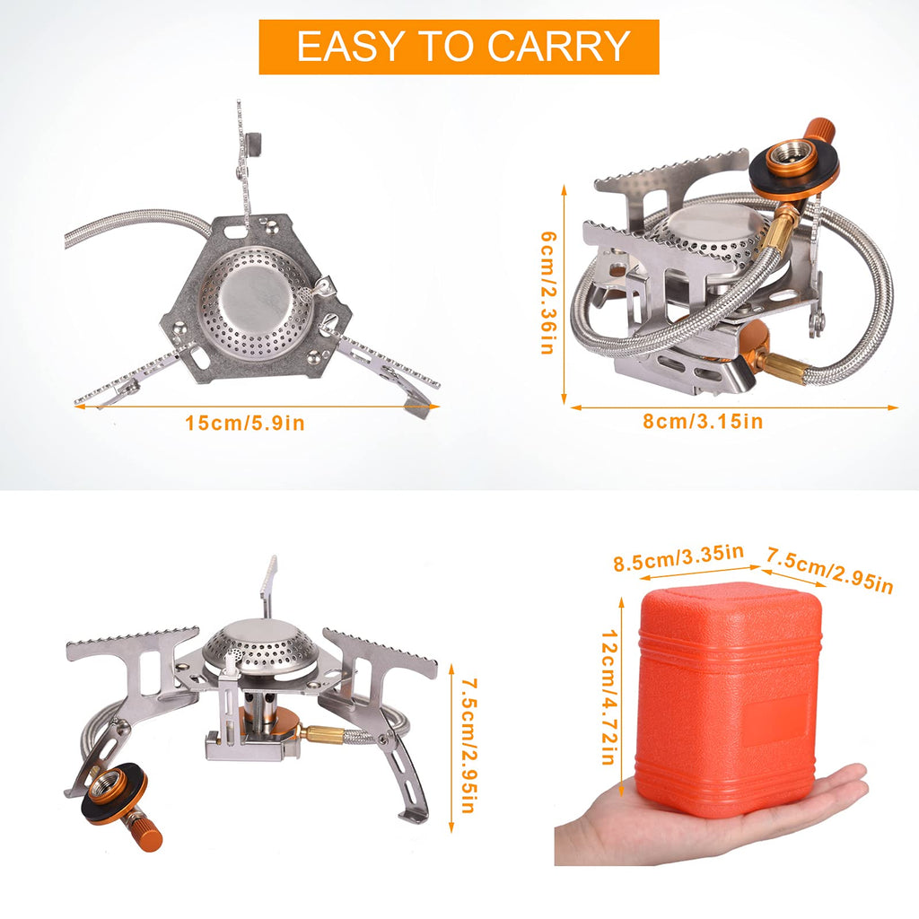 Sagafly Portable Camping Gas Stove With 1Lb Propane Tank Adapter, Foldable Camp Stove Backpacking Stove With Piezo Ignition For