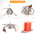 Sagafly Portable Camping Gas Stove With 1Lb Propane Tank Adapter, Foldable Camp Stove Backpacking Stove With Piezo Ignition For