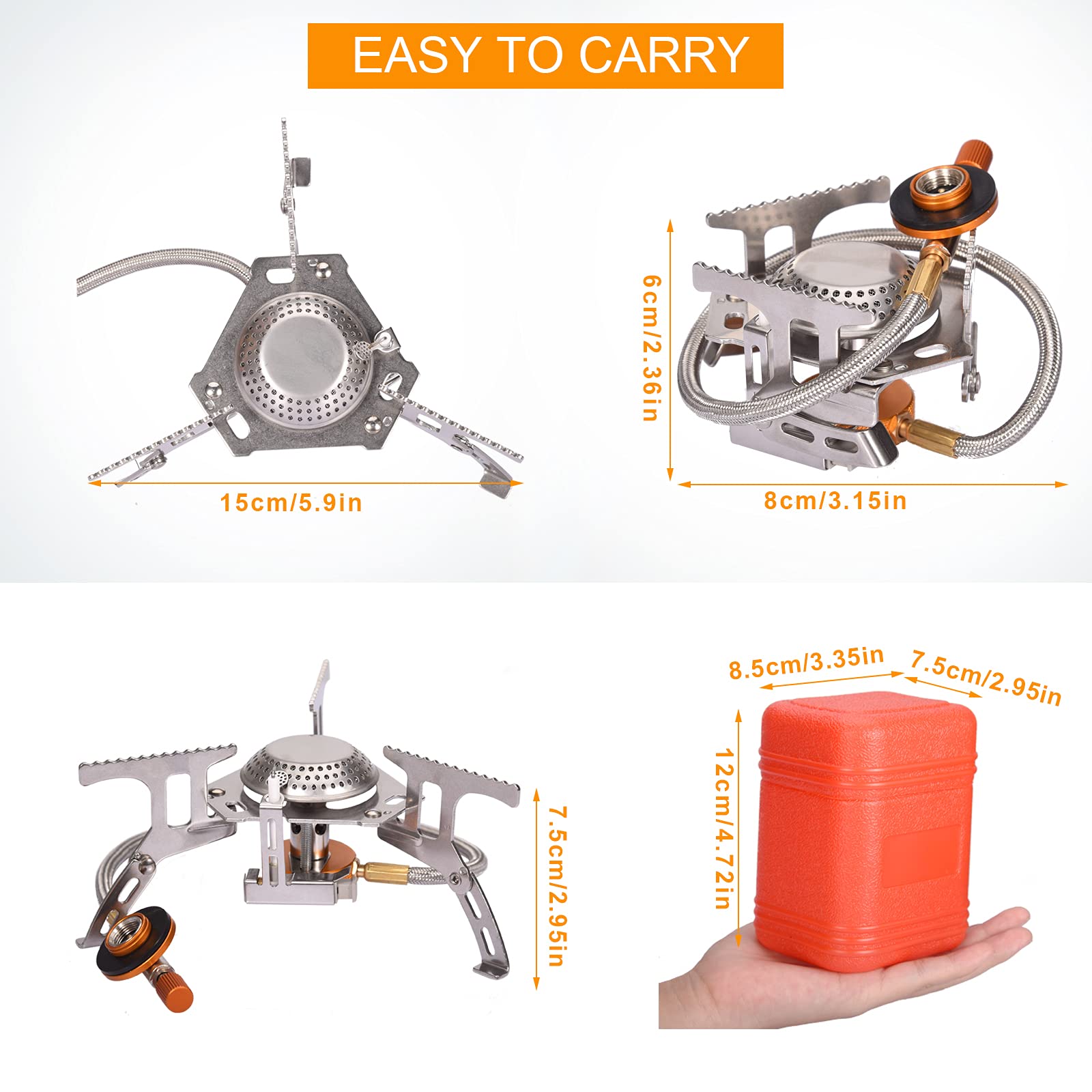Sagafly Portable Camping Gas Stove With 1Lb Propane Tank Adapter, Foldable Camp Stove Backpacking Stove With Piezo Ignition For