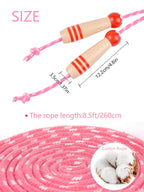 Lorvain Jump Rope For Kids, 2 Pcs Girls & Boys Skipping Ropes Wooden Handle Adjustable Cotton Braided Jumping Ropes, For Childre