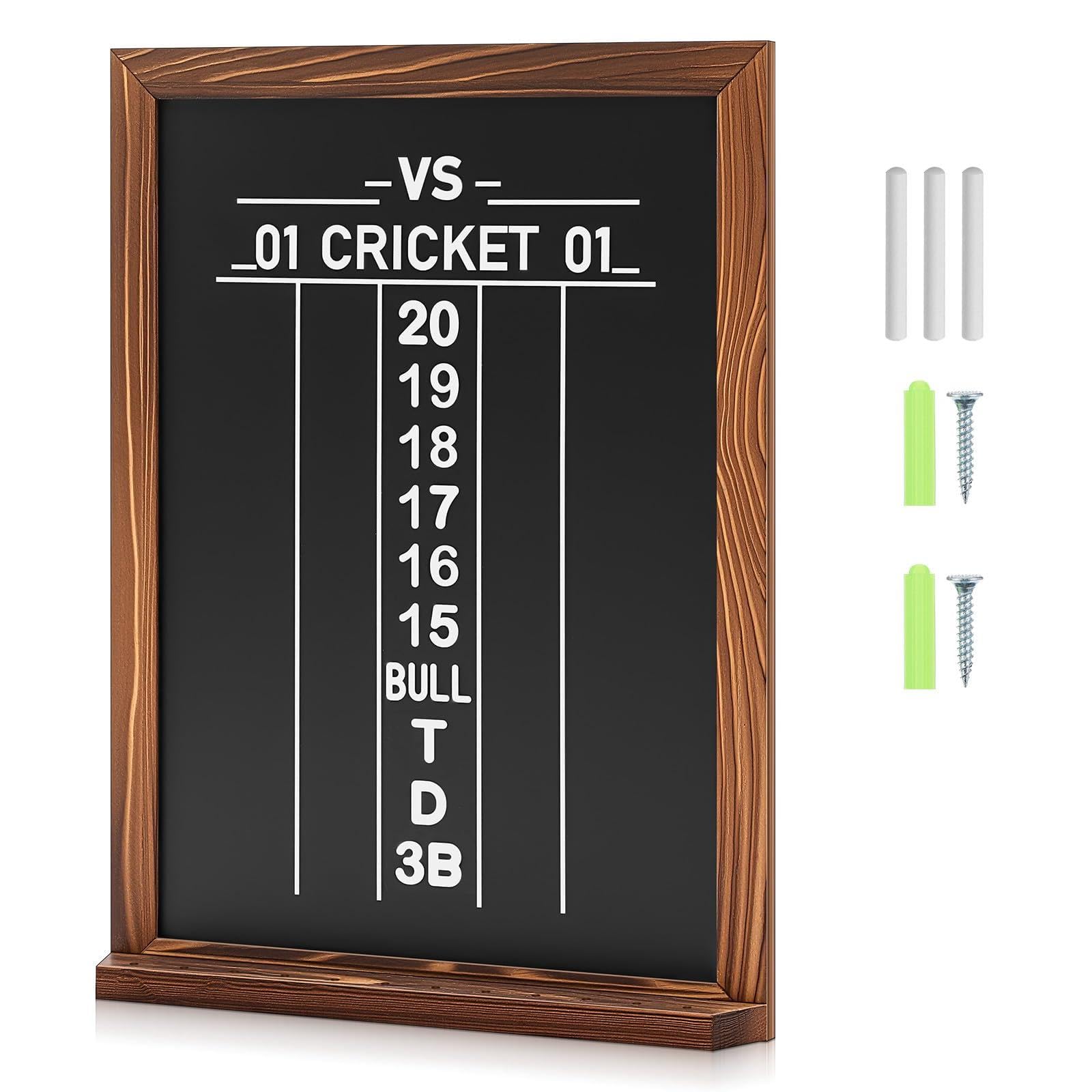 VioraWhite Dart Scoreboard for Cricket and 01 Darts Games Darts Holder Wall Mount Wood Dartboard Accessories(Black,16 x 22 Inch,