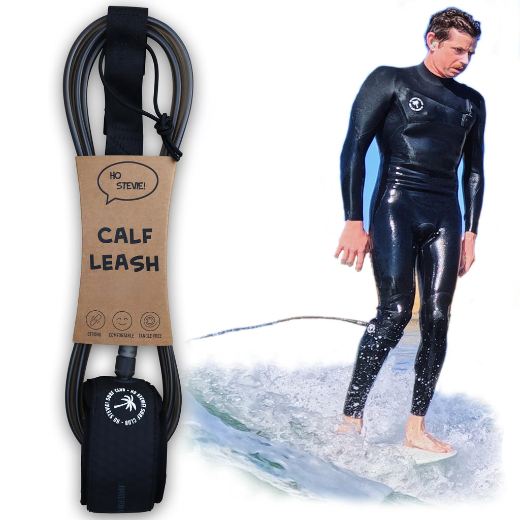 Ho Stevie! Surfboard Calf Leash For Longboards - Strong, Light, Tangle-Free, Comfortable Leg Cuff With Key Pocket - 9/10/11 Feet