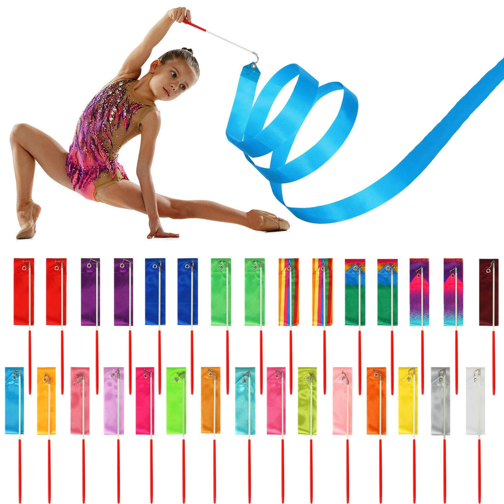 Yilloog Rainbow Dance Ribbon 78.7 Inch Gymnastics Ribbon Streamers Ribbon Dancer Wand Dancing Ribbon For Kids, Fits Artistic Dan