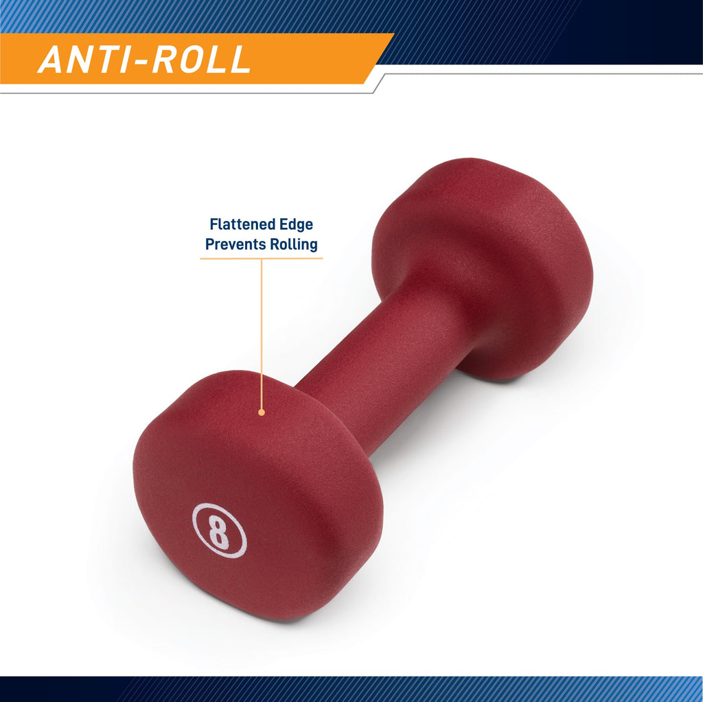Marcy Neoprene Dumbbell, Single Piece, 8-Lb, Burgundy