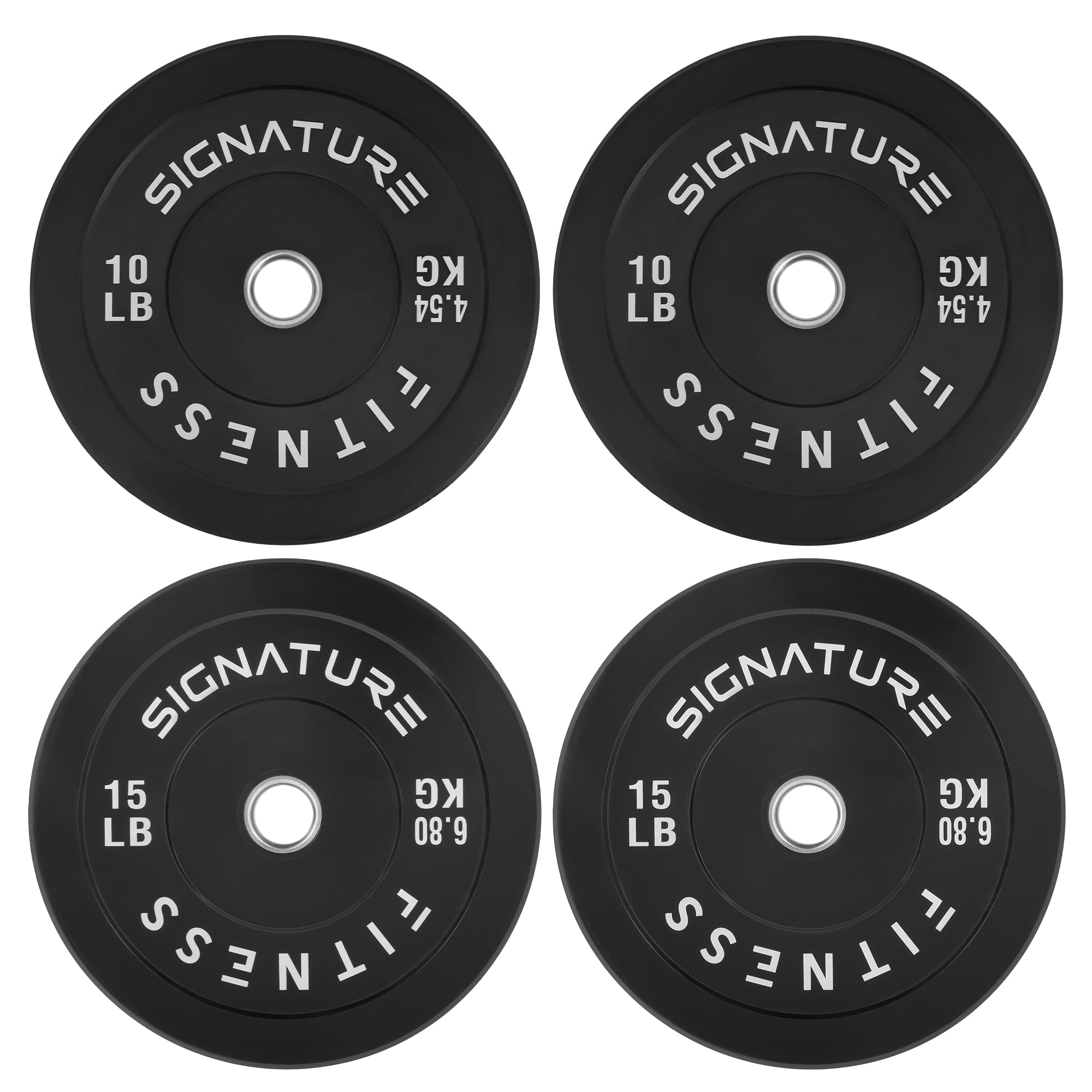 Fitvids 2'' Olympic Bumper Plate Weight Plates With Steel Hub, 50-Pound Set, 2X 10Lb, 2X 15Lb, Rubber
