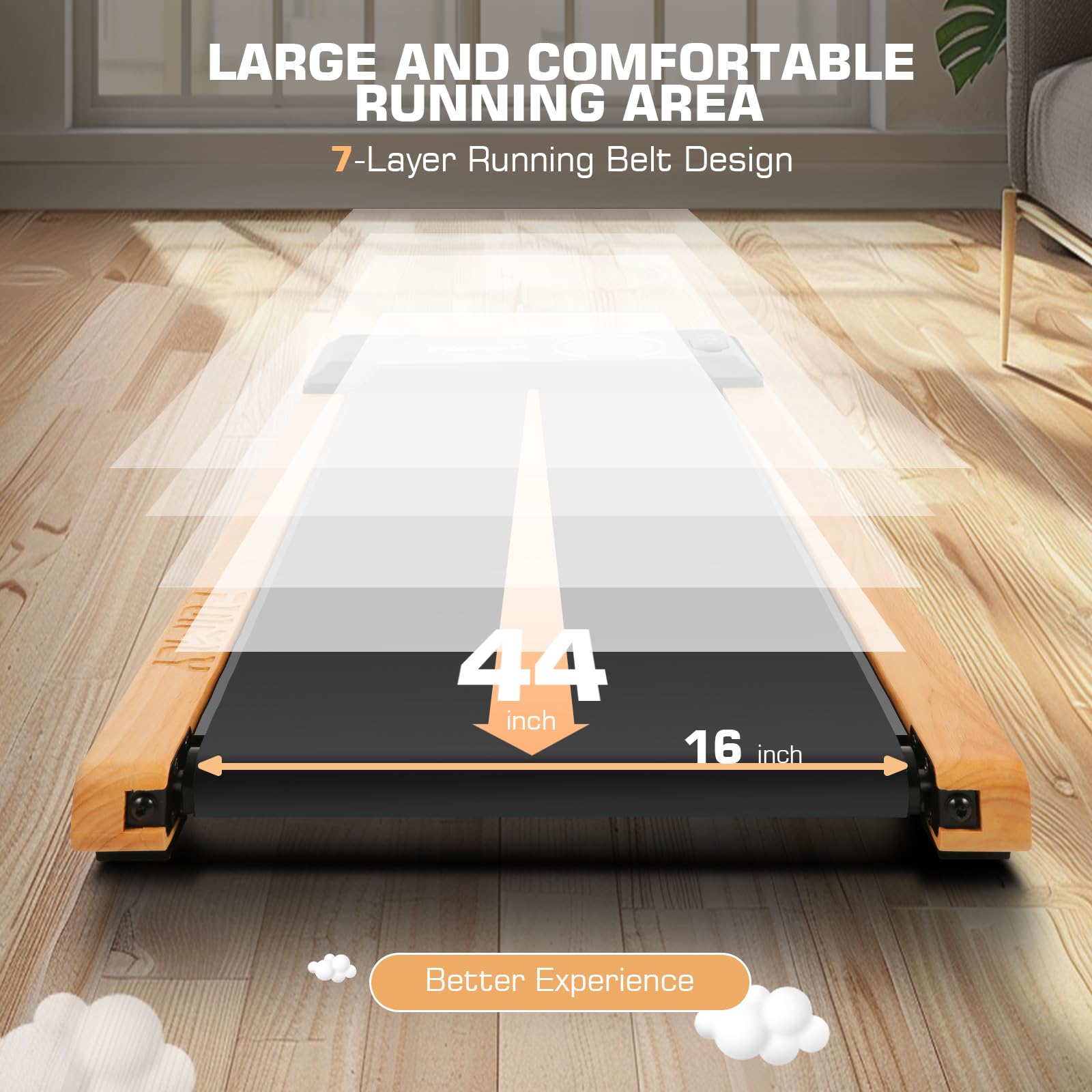Funmily Walking Pad Treadmill With Incline,2.5Hp Brushless Wooden Under Desk Treadmill With Smart App,300 Lb Capacity,2 In 1 Por