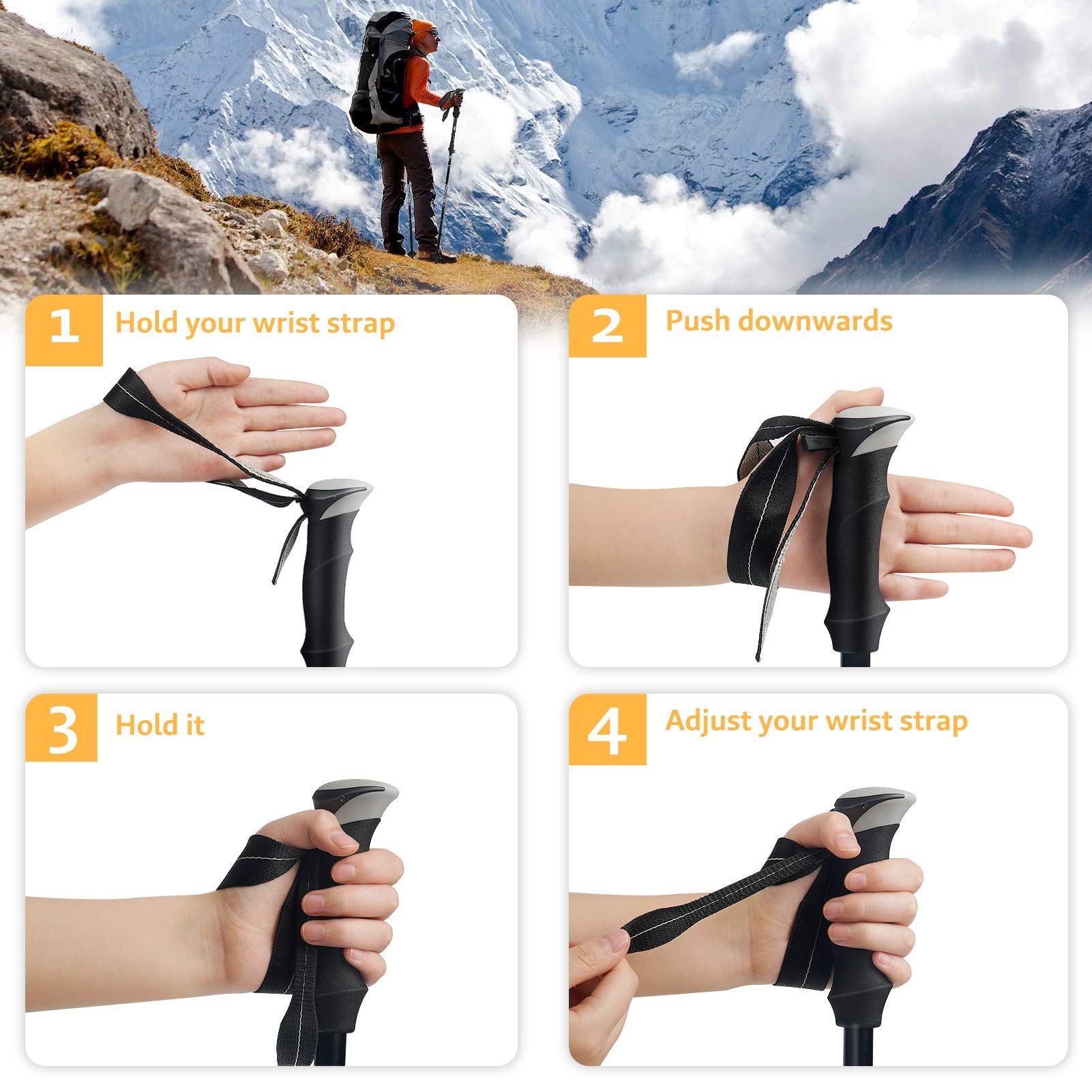 Covacure Trekking Poles Collapsible Hiking - Aluminum Alloy 7075 Sticks With Quick Lock System, Telescopic, Collapsible, Ultrali