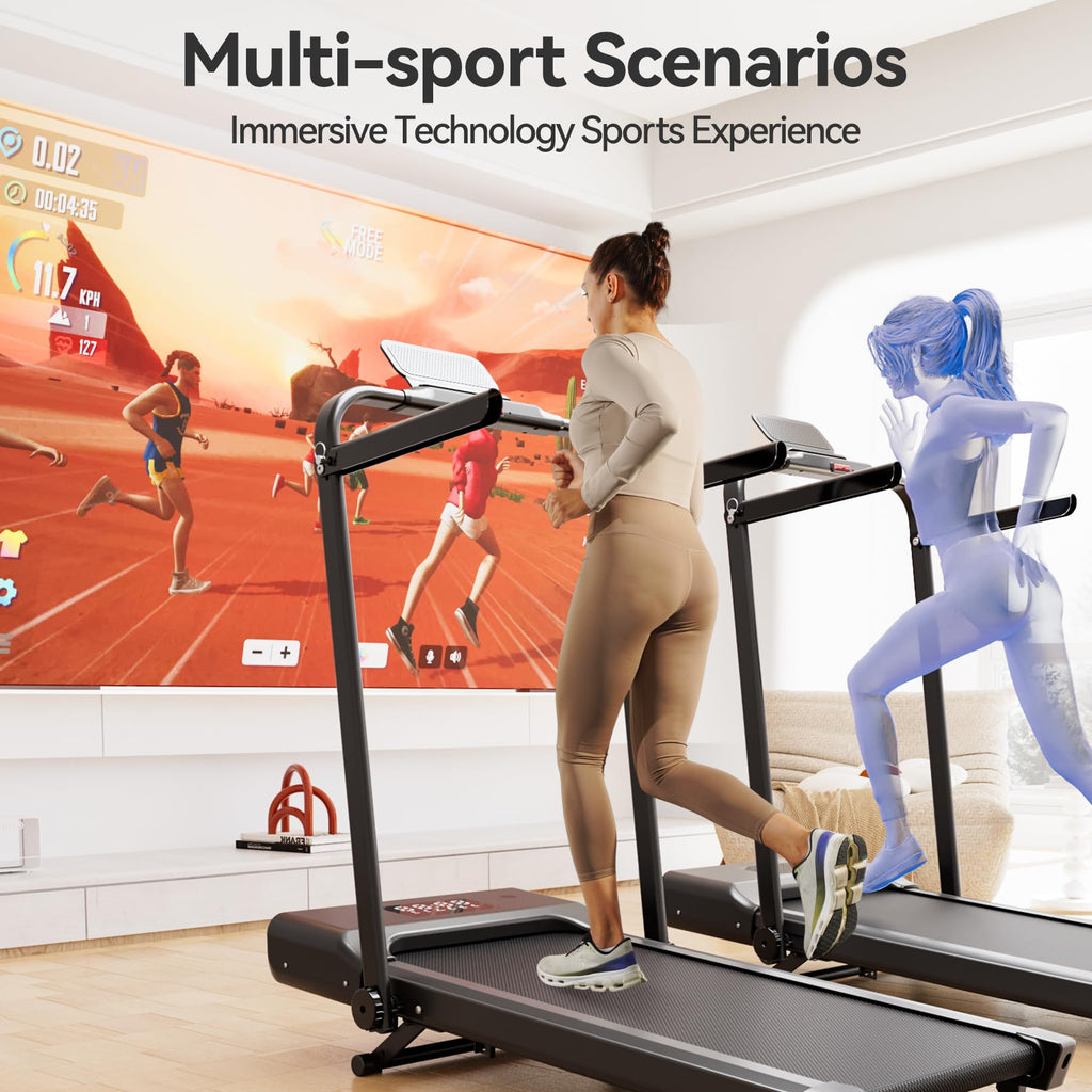Walking Pad Treadmill With Handle Bar, 3.0Hp Small Foldable Treadmills For Home With Incline App Remote Control And Led Display,