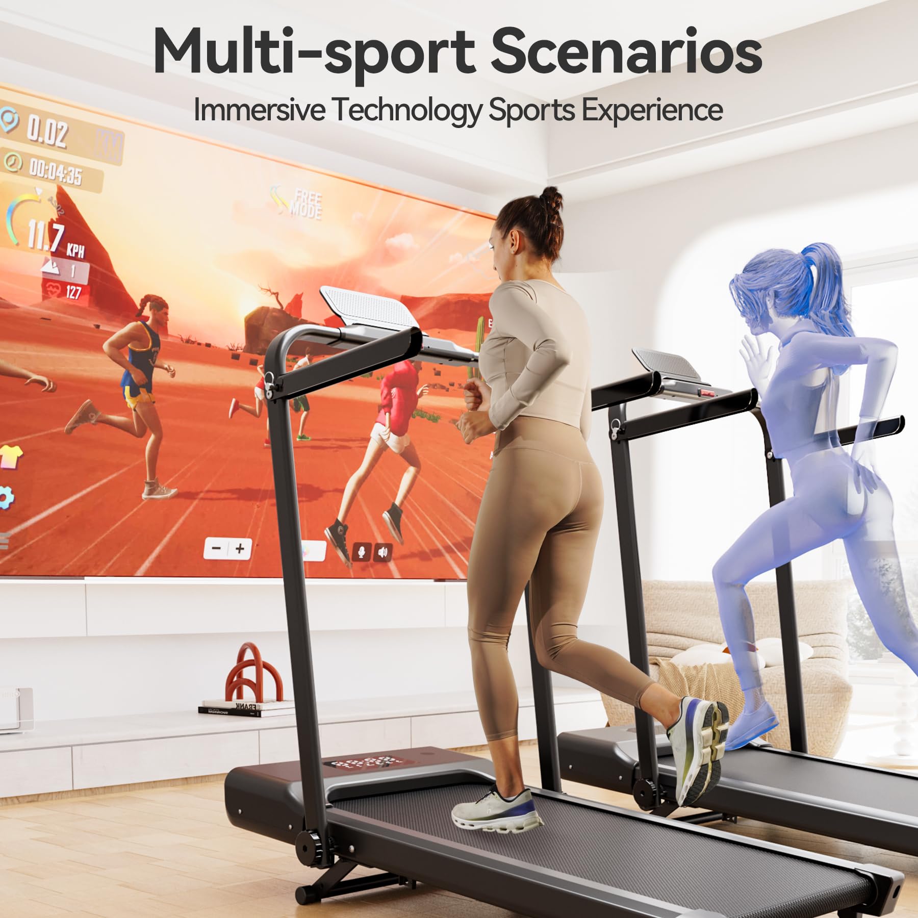 Walking Pad Treadmill With Handle Bar, 3.0Hp Small Foldable Treadmills For Home With Incline App Remote Control And Led Display,