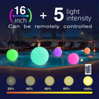 Led Large Floating Pool Ball - 16 Inflatable Solar Beach Ball Pool Toys For Adults And Kids With Remote Control 16 Colors Lights