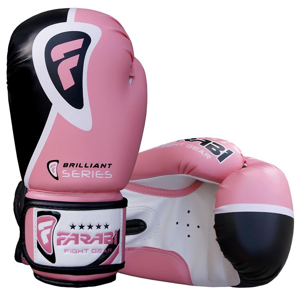 Farabi Pro Fighter Boxing Gloves Sparring Gym Bag Punching Focus Pad Mitts (Pink, 10Oz)