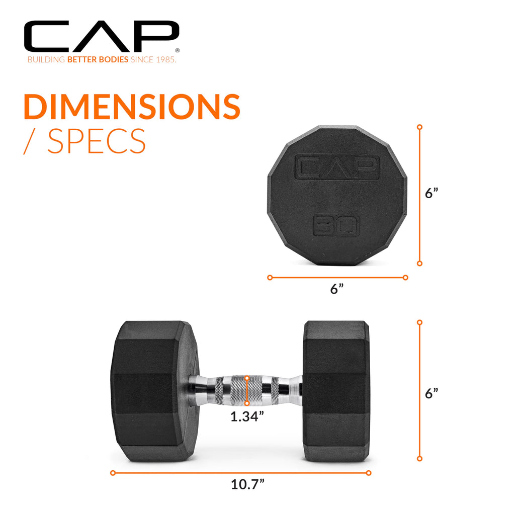 Cap Barbell 12-Sided Coated Dumbbell, 30 Lb