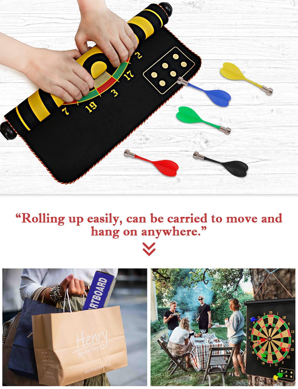 Ranslen Magnetic Dart Board For Kids And Adults, Double Sided Board Games With 15Pcs Magnetic Darts, Boy Gifts Dartboard Toys Gi