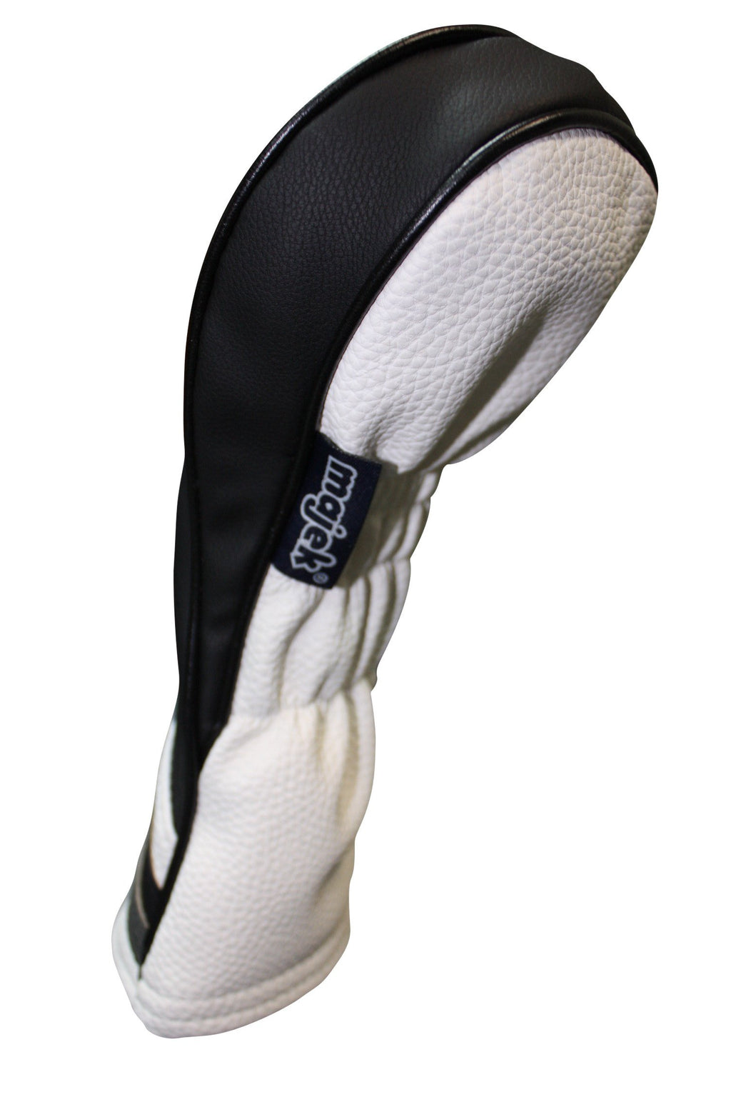 Majek Golf Headcover Black And White Leather Style #3 Hybrid Head Cover Fits Most Hybrid Clubs