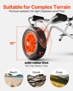 VEVOR Kayak Cart, 250 lbs Load Capacity, Foldable Kayak Trolley with 10-inch Solid Rubber Tires & 1 Ratchet Strap, Paddle Board