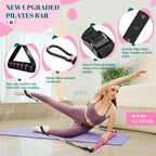 Pilates Bar Kit With Resistance Bands, Multifunctional Yoga Pilates Bar With Heavy-Duty Metal Adjustment Buckle, Portable Home G