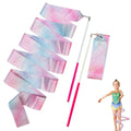 Hzmm 2 Pcs Dance Ribbons, 78.7 Inch Sparkling Dance Ribbon Streamer, Rhythmic Gymnastics Ribbon With Wand, Twirling Dancing Ribb