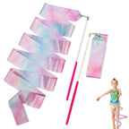 Hzmm 2 Pcs Dance Ribbons, 78.7 Inch Sparkling Dance Ribbon Streamer, Rhythmic Gymnastics Ribbon With Wand, Twirling Dancing Ribb