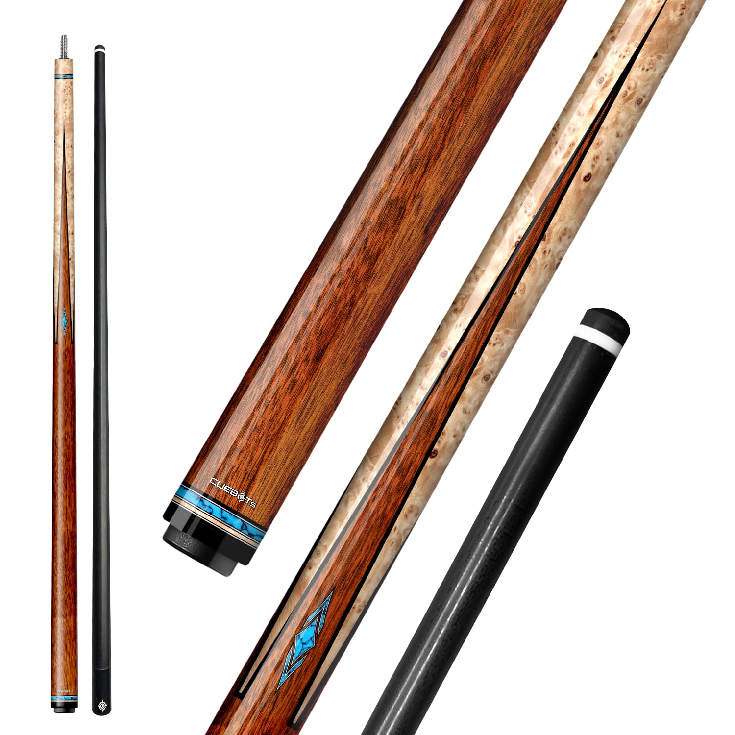 CUEBOTS CHL1 Glass Fiber Pool Cue, Pool Cue for Casual Player, 58  Glassfiber Billiard House Stick, 12.5mm Microfiber Tip