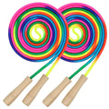 16 FT Long Jump Rope for Kids, 2 Pack Adjustable Double Dutch Skipping Rope with Wooden Handle, Multiplayer Rainbow Jumping Rope