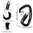 Heavy Duty Carabiner Clips 12Kn Aluminum D Ring Auto Locking Caribeaner Hooks