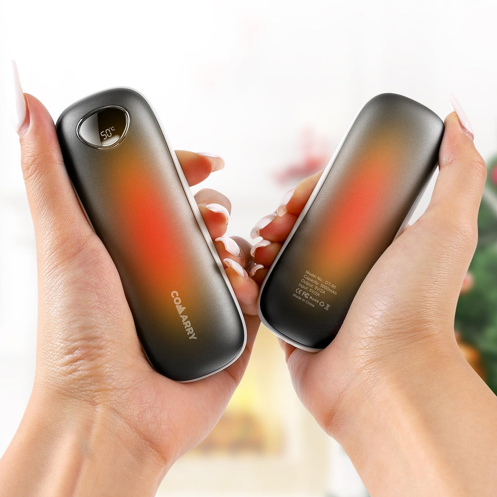 GOBOK Hand Warmers Rechargeable 2 Pack, Electric Handwarmers, Smart Heating UL Certified, 3-Settings,Portable Heater, Ultra Slim