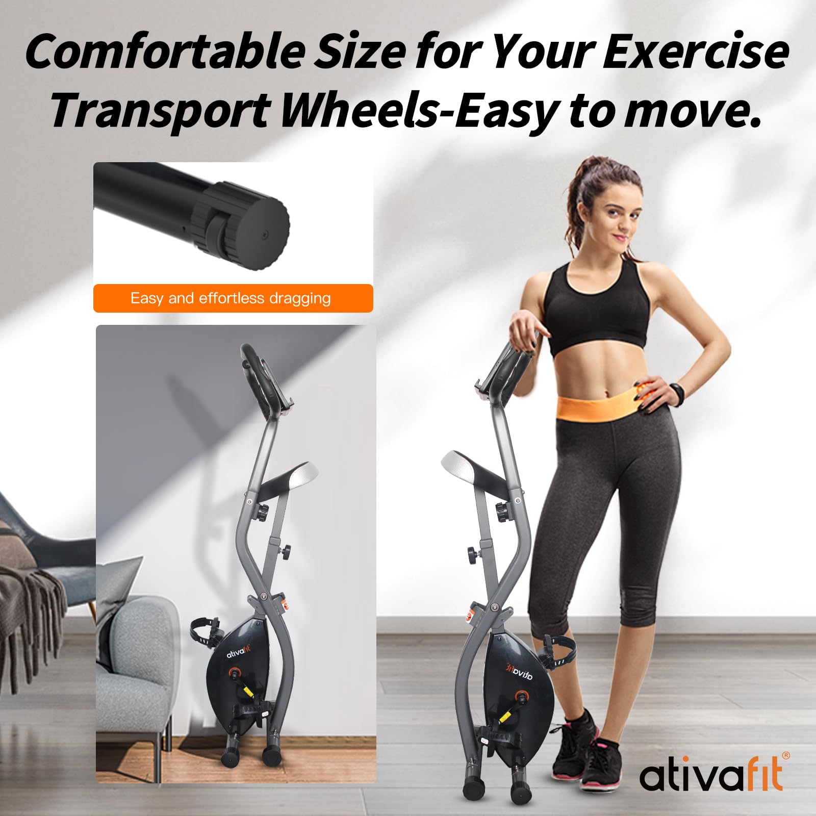 Ativafit Folding Exercise Bike Foldable Fitness Indoor Stationary Bike Magnetic 3 In 1 Upright Recumbent Exercise Bike For Home