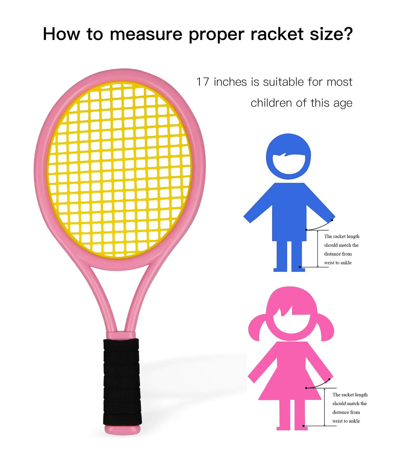 Kids Tennis Racket,17 Inch Plastic Tennis Racket With 2 Soft Balls,2 Tennis Balls And 4 Shuttlecocks For Kid,Toddler Outdoorindo