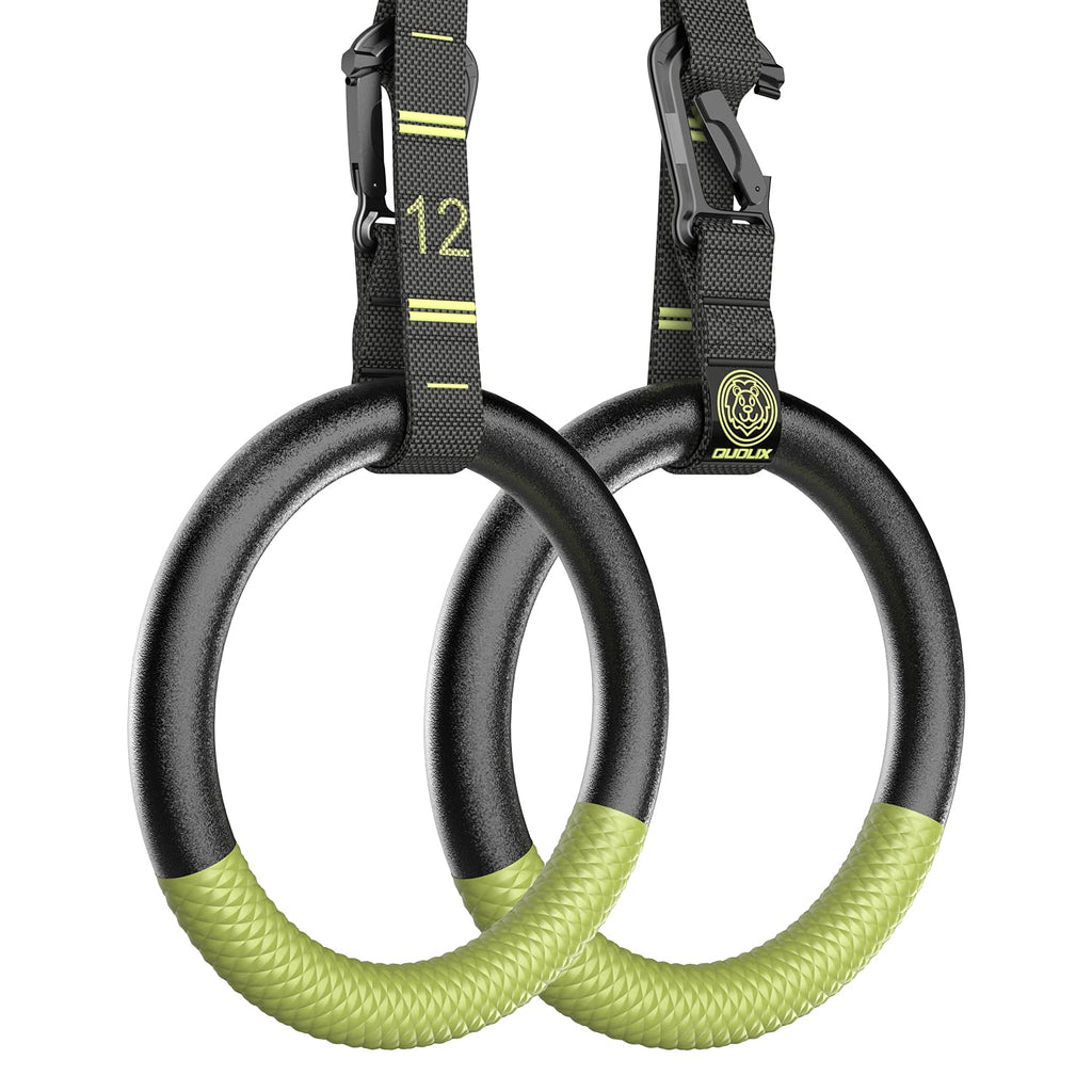 Gymnastic Rings With Adjustable Straps, Quolix Non-Slip Pull Up Rings With Straps, 1300Lbs Exercise Rings With Straps For Home, 