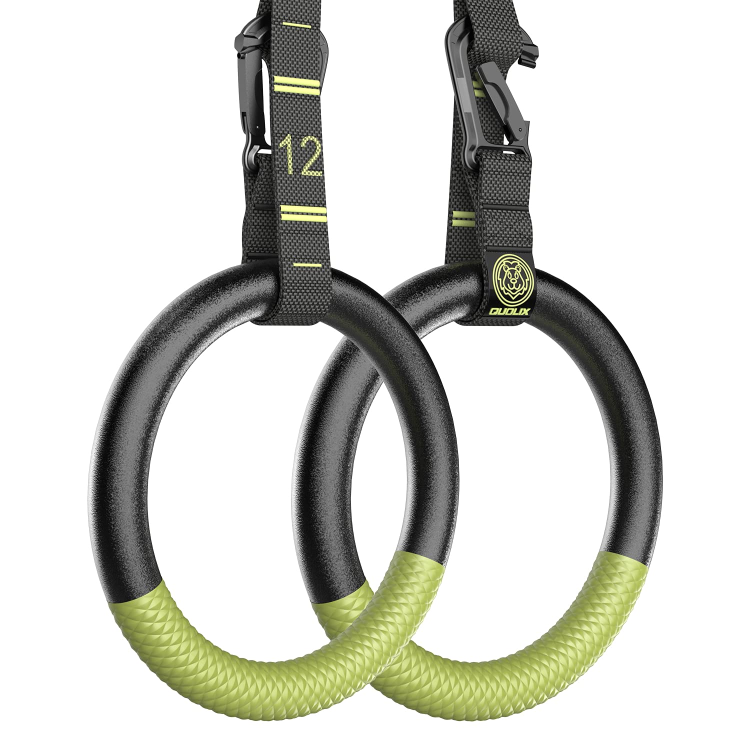 Gymnastic Rings With Adjustable Straps, Quolix Non-Slip Pull Up Rings With Straps, 1300Lbs Exercise Rings With Straps For Home, 