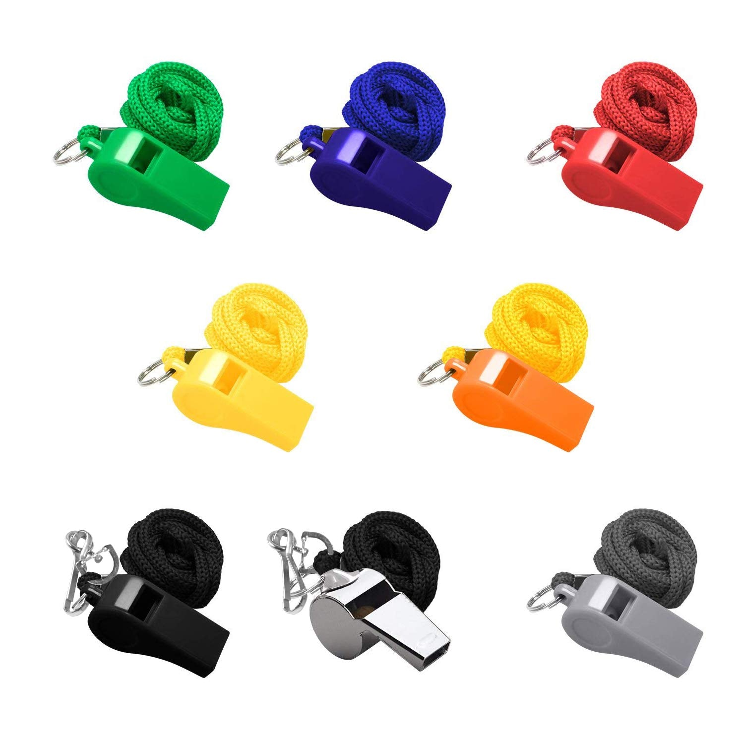 Sannix 28 Pack Coach Whistles Bulk With Lanyard Plastic And Stainless Steel Whistles For Basketball Football Gyms Emergency