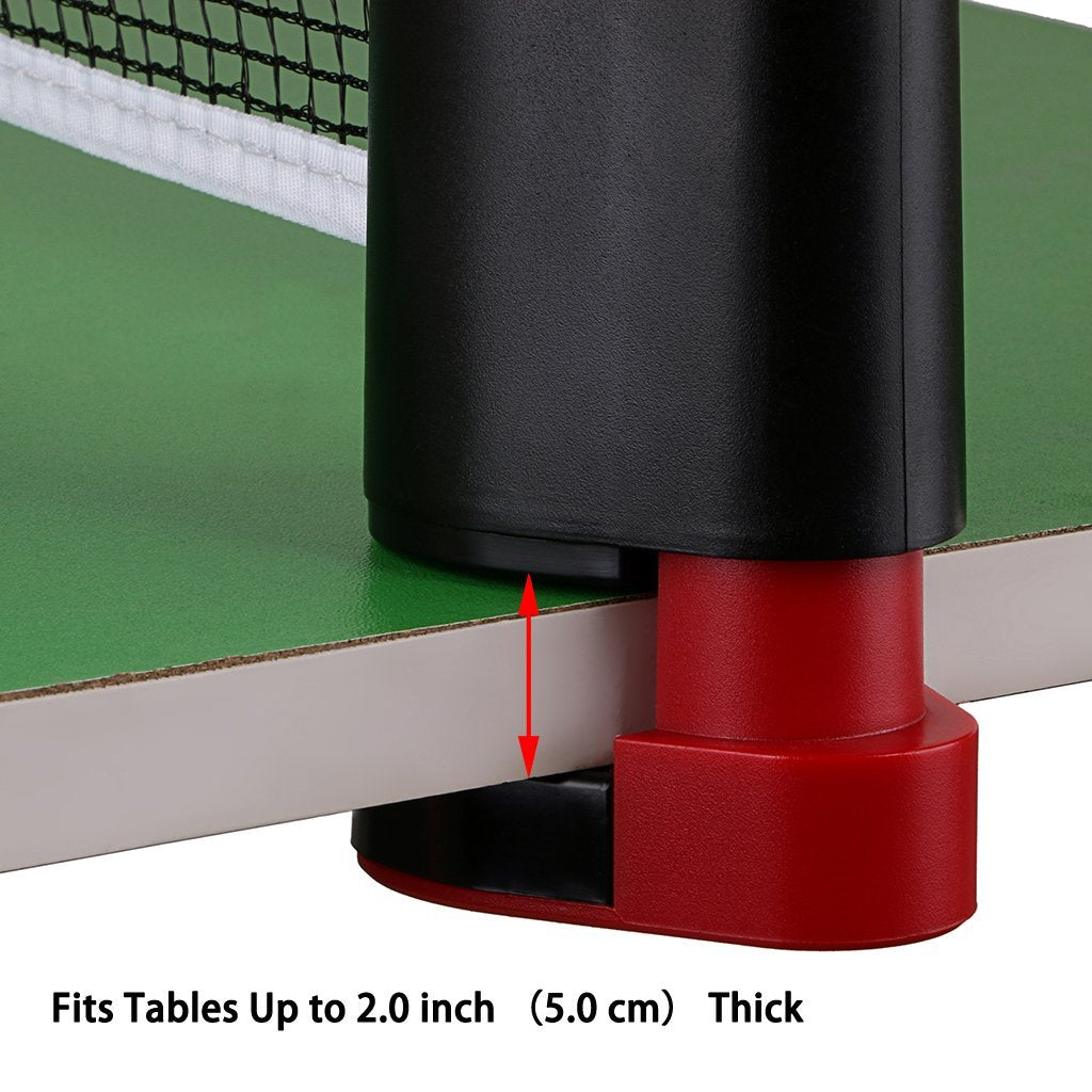 Hipiwe Retractable Table Tennis Net Replacement, Ping Pong Net And Post, 6 Feet(1.8M, Fits Tables Up To 2.0 Inch (5.0 Cm) (Black