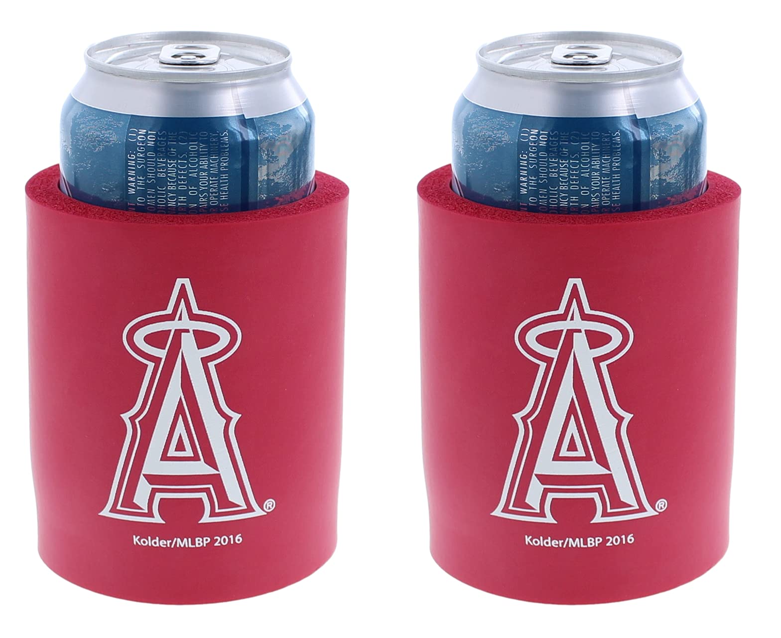 Kolder MLB Team Logo Baseball Woody Bat Can Cooler Holder - 2-Pack (Los Angeles) Angels - Thick Foam Old School Phoozie