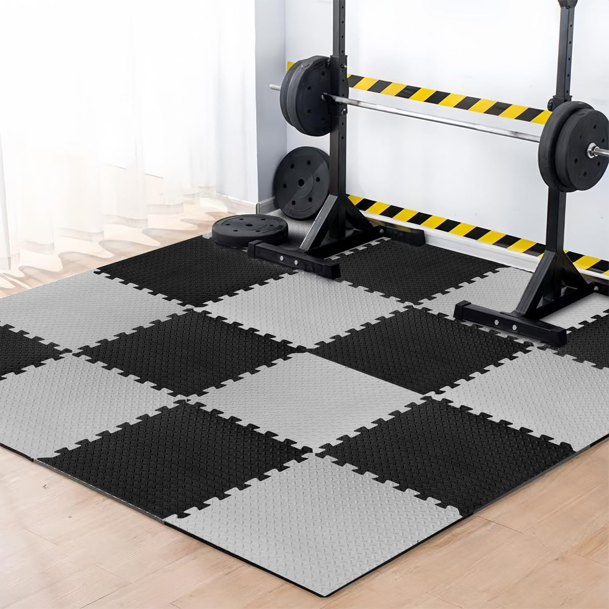 eHomeKart Gym Mats for Floor for Home and Living Room, Interlocking Rubber Floor Gym Mat for Workout at Home, Super Absorbent EV