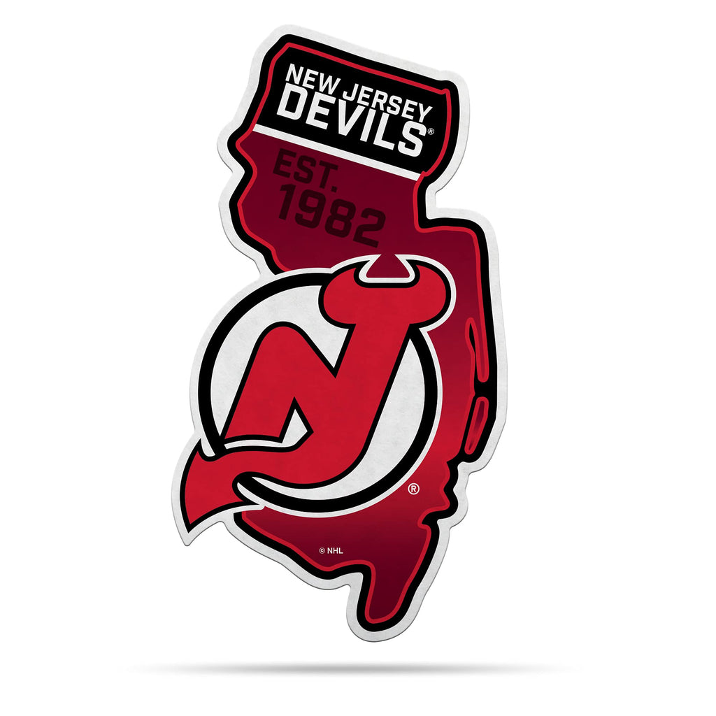 Rico Industries Nhl New Jersey Devils State Shape Shape Cut Pennant - Home And Living Room D  Cor - Soft Felt Ez To Hang 18X0.10