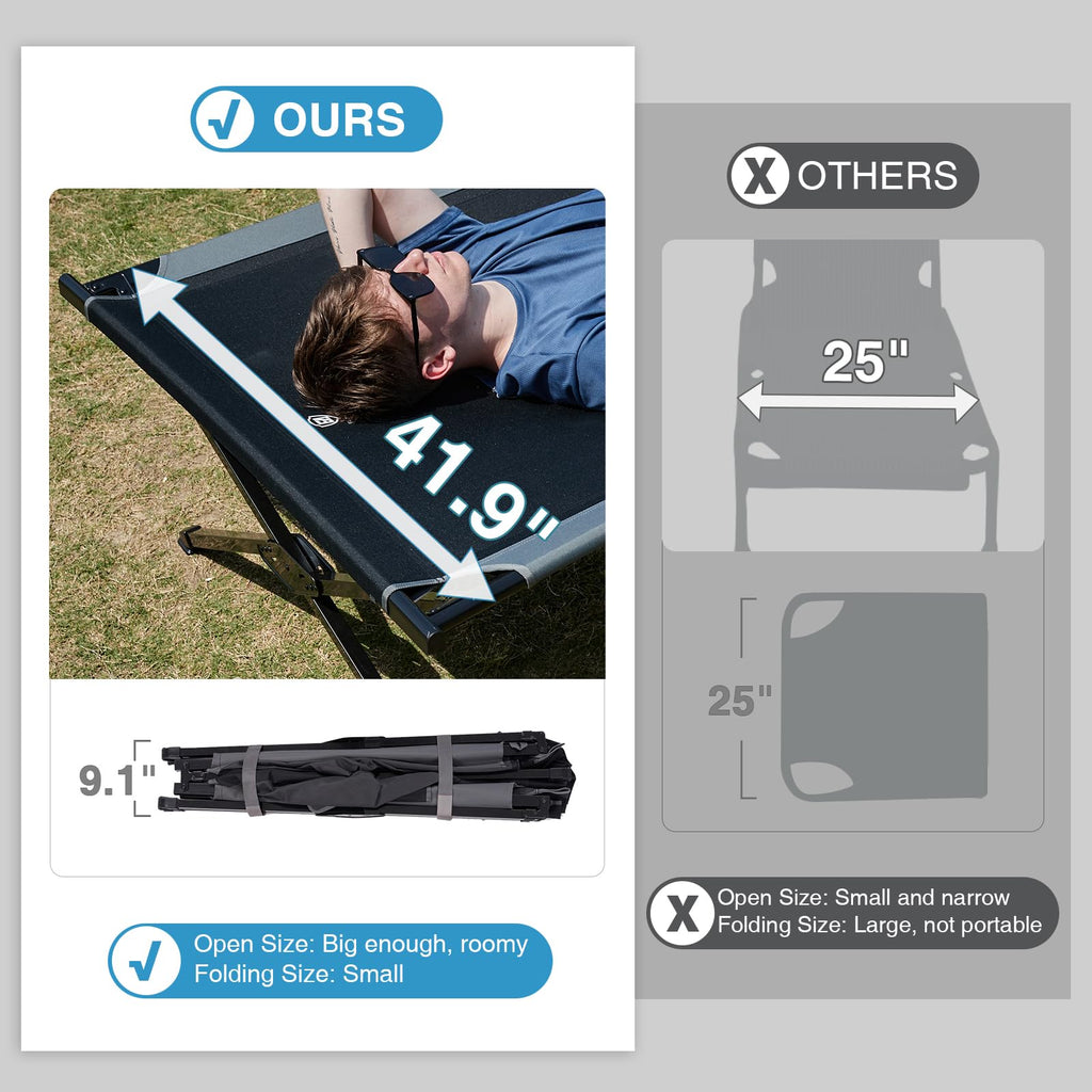 Ever Advanced Oversized Camping Cot For Adults With Zipper Xl Large Sleeping Cots 41'' Wide Heavy Duty Bed Supports Up To 550 Lb