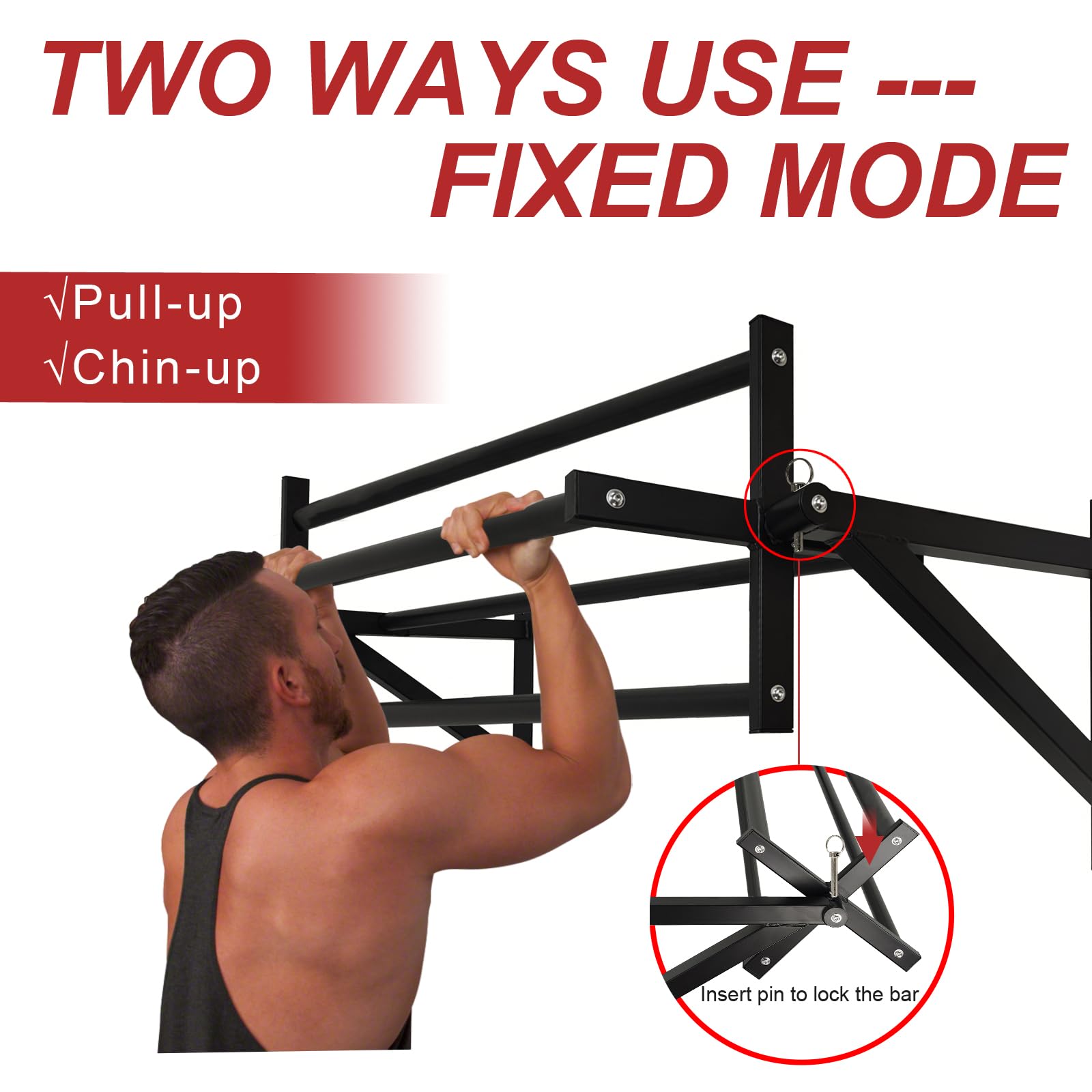 Besthls Wall Mounted Advanced Pull Up Bar, Heavy Duty Wall Mount Pull-Up Chin Up Bar Multifunctional Home Gym Workout Indoor Exe