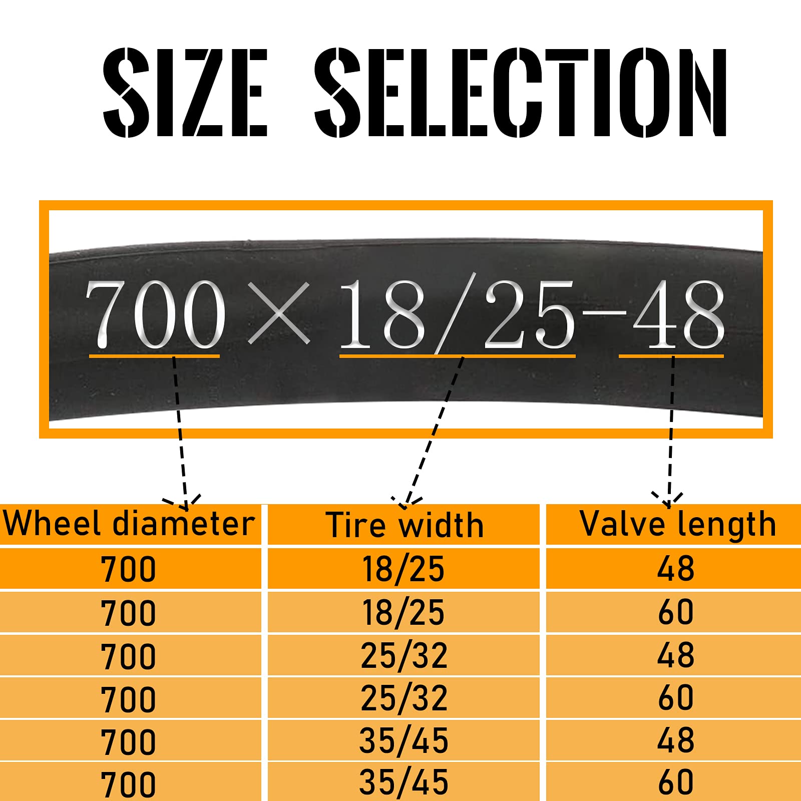 Bwshlf 700X18/25C Bike Inner Tube Bicycle Replacement Butyl Inner Tube With 60Mm Presta Valve For Road Bikes (6 Pack)